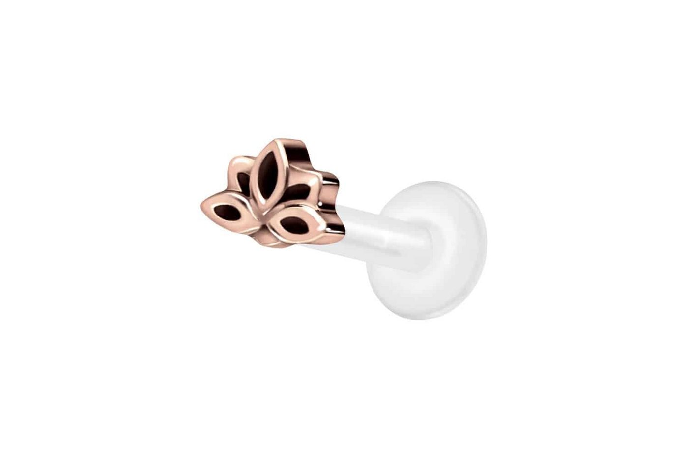 PIERCINGLINE Nasenpiercing PTFE Labret mit Innengewinde + Titan-Aufsatz LOTUSBLÜTE (Labrets, 1-tlg) von PIERCINGLINE