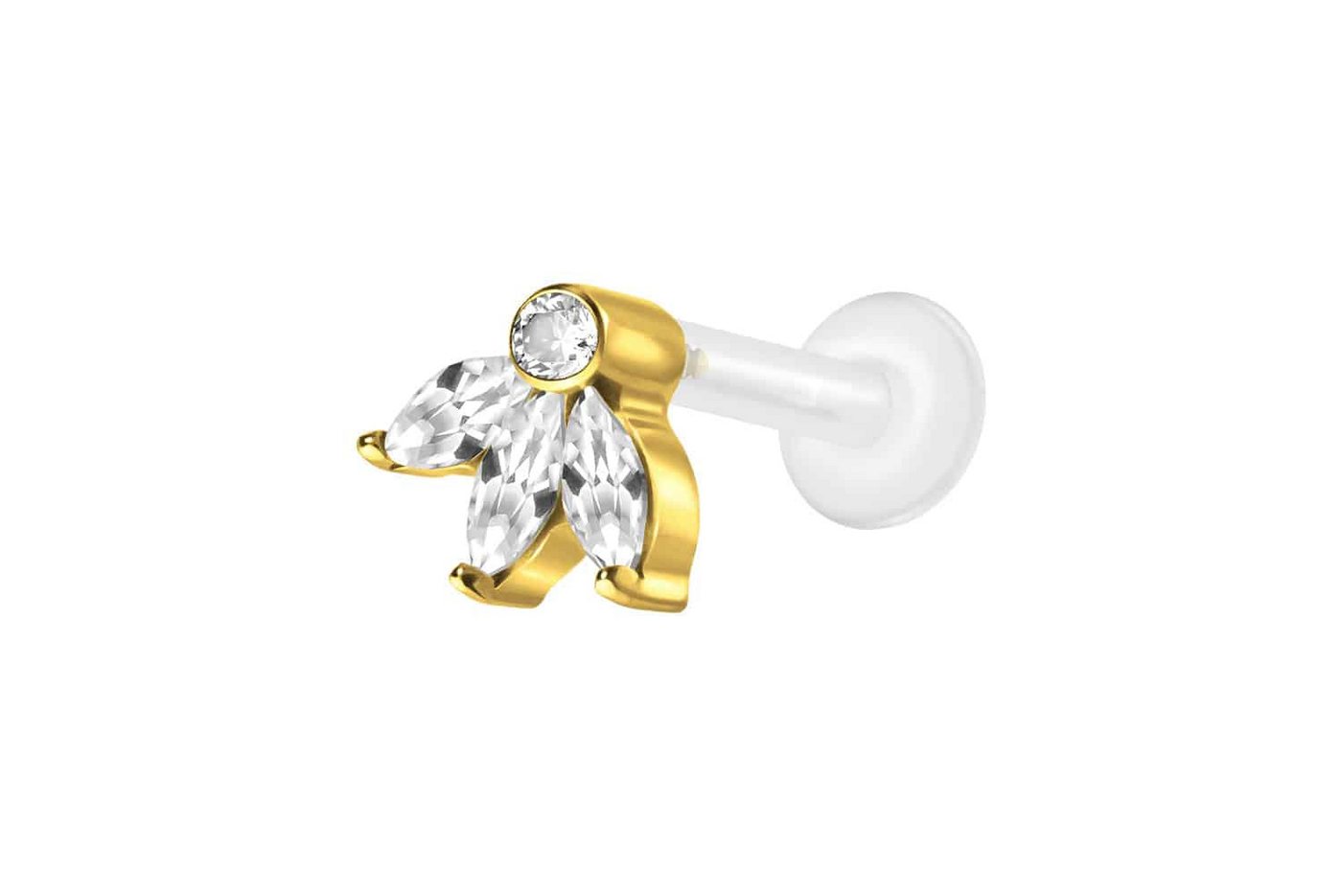 PIERCINGLINE Nasenpiercing PTFE Labret mit Innengewinde + Titan-Aufsatz LOTUSBLÜTE (Labrets, 1-tlg) von PIERCINGLINE