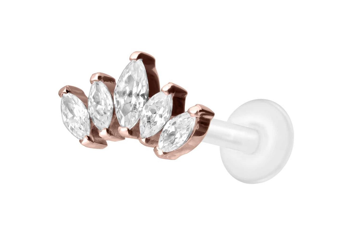 PIERCINGLINE Nasenpiercing PTFE Labret mit Innengewinde + Titan-Aufsatz LOTUSBLÜTE (Labrets, 1-tlg) von PIERCINGLINE