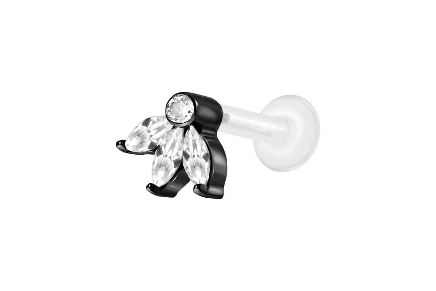 PIERCINGLINE Nasenpiercing PTFE Labret mit Innengewinde + Titan-Aufsatz LOTUSBLÜTE (Labrets, 1-tlg) von PIERCINGLINE