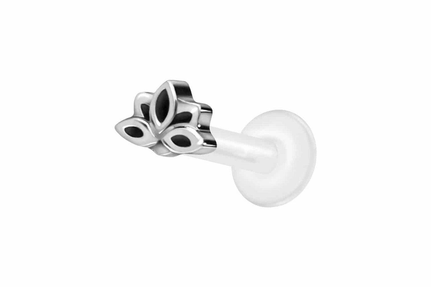 PIERCINGLINE Nasenpiercing PTFE Labret mit Innengewinde + Titan-Aufsatz LOTUSBLÜTE (Labrets, 1-tlg) von PIERCINGLINE
