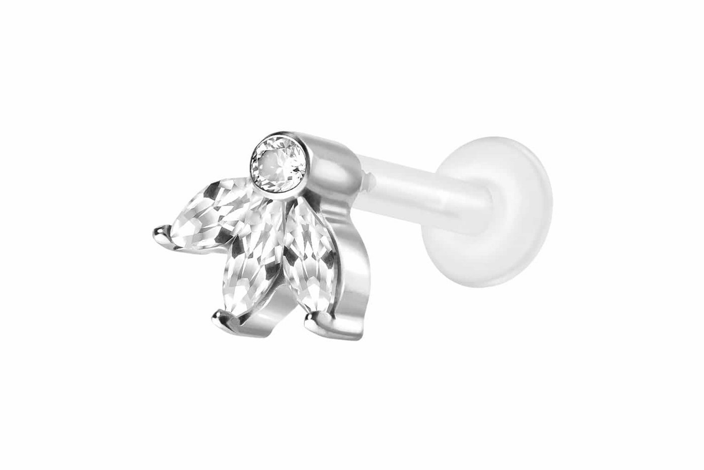 PIERCINGLINE Nasenpiercing PTFE Labret mit Innengewinde + Titan-Aufsatz LOTUSBLÜTE (Labrets, 1-tlg) von PIERCINGLINE