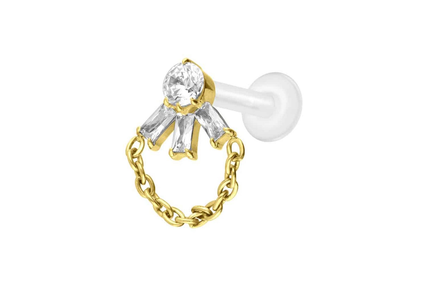 PIERCINGLINE Piercing-Set PTFE Labret mit Innengewinde + Titan-Aufsatz LOTUSBLÜTE + KETTE (Labrets / 1 Stk) von PIERCINGLINE