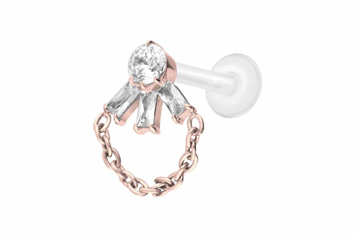 PIERCINGLINE Nasenpiercing PTFE Labret mit Innengewinde + Titan-Aufsatz LOTUSBLÜTE + KETTE (Labrets, 1-tlg) von PIERCINGLINE