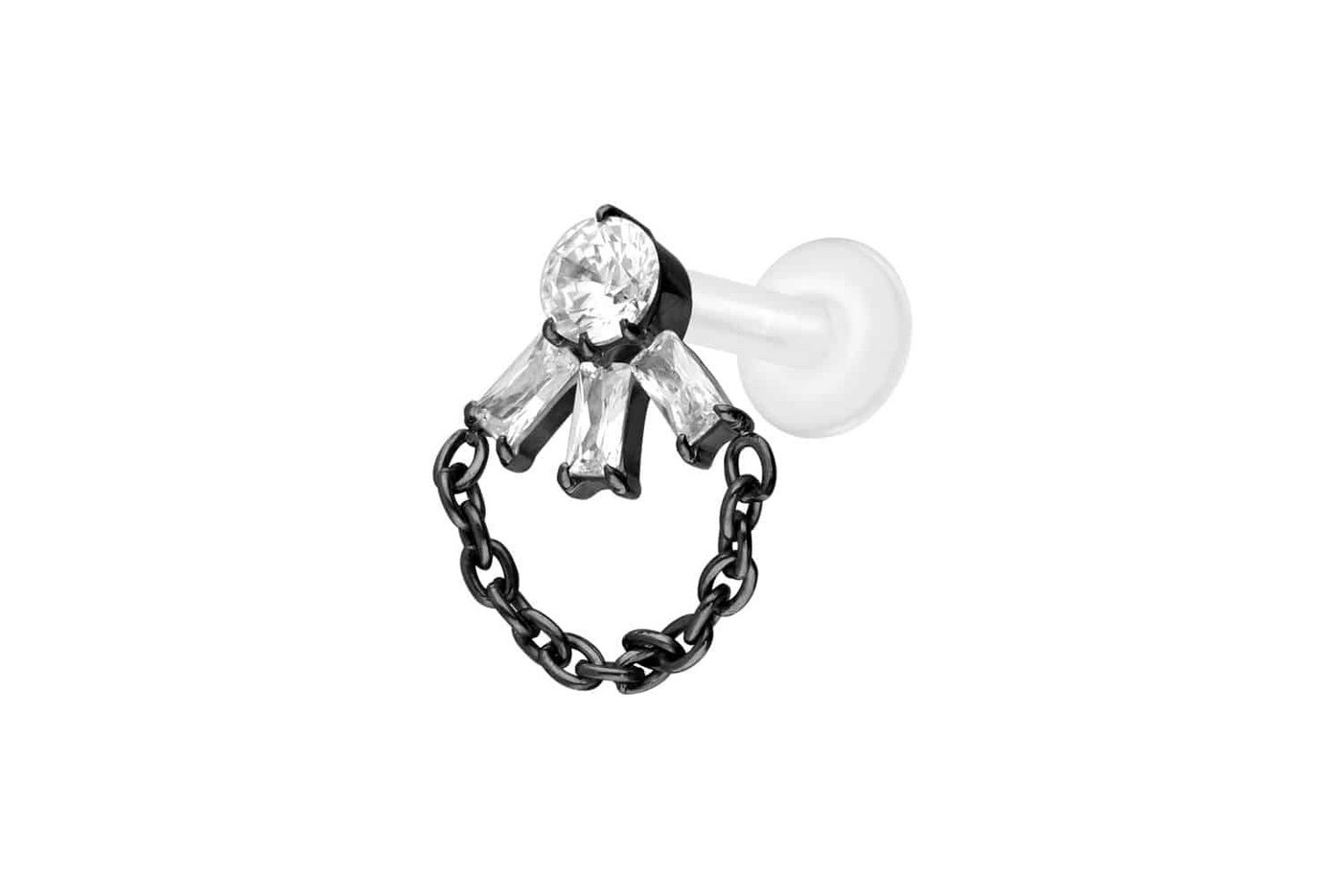 PIERCINGLINE Nasenpiercing PTFE Labret mit Innengewinde + Titan-Aufsatz LOTUSBLÜTE + KETTE (Labrets, 1-tlg) von PIERCINGLINE