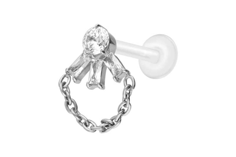PIERCINGLINE Piercing-Set PTFE Labret mit Innengewinde + Titan-Aufsatz LOTUSBLÜTE + KETTE (Labrets / 1 Stk) von PIERCINGLINE