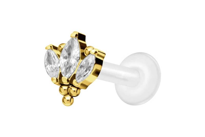 PIERCINGLINE Piercing-Set PTFE Labret mit Innengewinde + Titan-Aufsatz LOTUSBLÜTE + KUGELN (Labrets / 1 Stk) von PIERCINGLINE