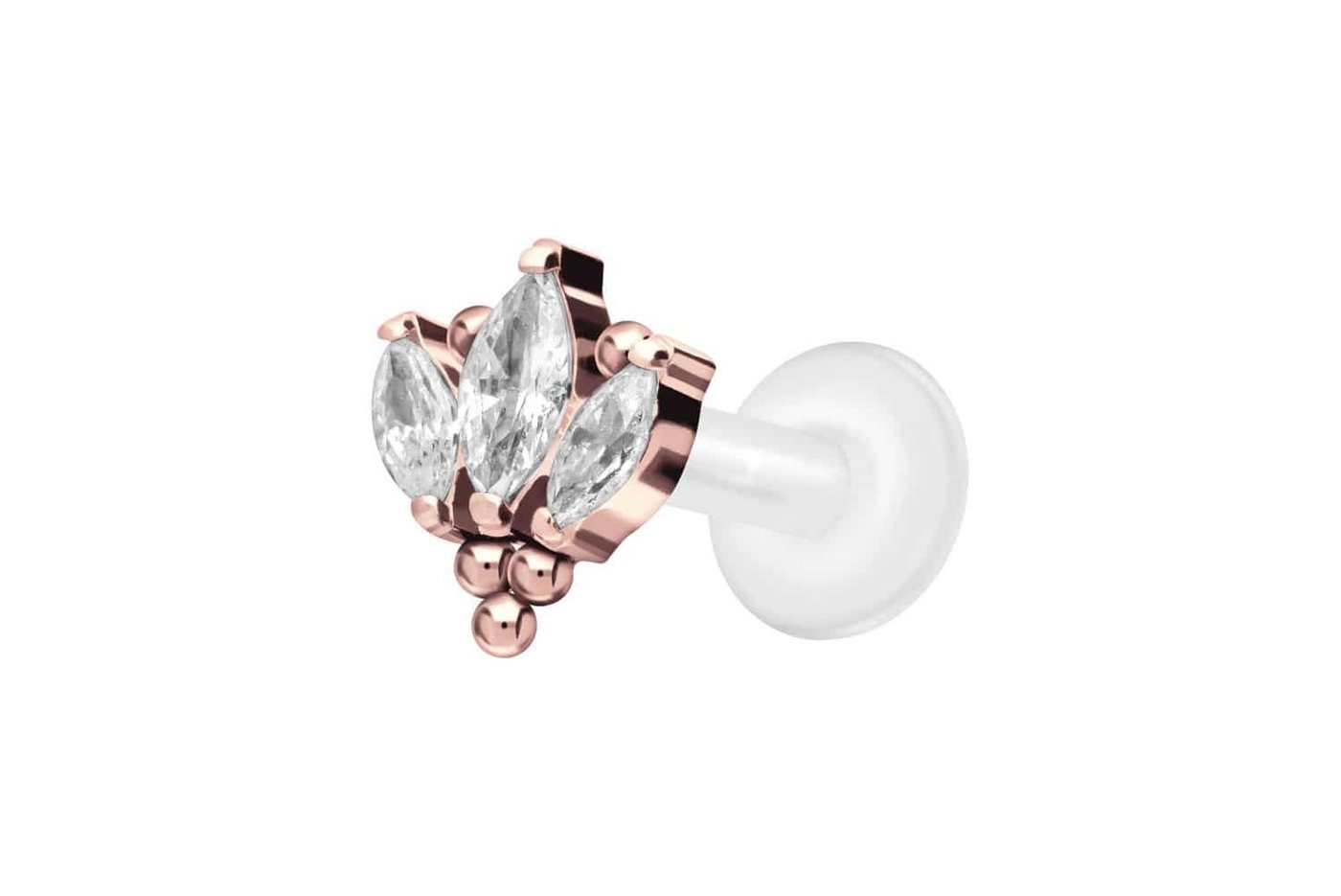 PIERCINGLINE Nasenpiercing PTFE Labret mit Innengewinde + Titan-Aufsatz LOTUSBLÜTE + KUGELN (Labrets, 1-tlg) von PIERCINGLINE