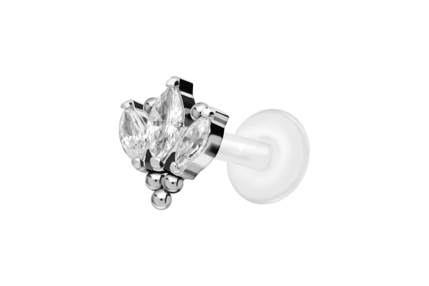PIERCINGLINE Nasenpiercing PTFE Labret mit Innengewinde + Titan-Aufsatz LOTUSBLÜTE + KUGELN (Labrets, 1-tlg) von PIERCINGLINE