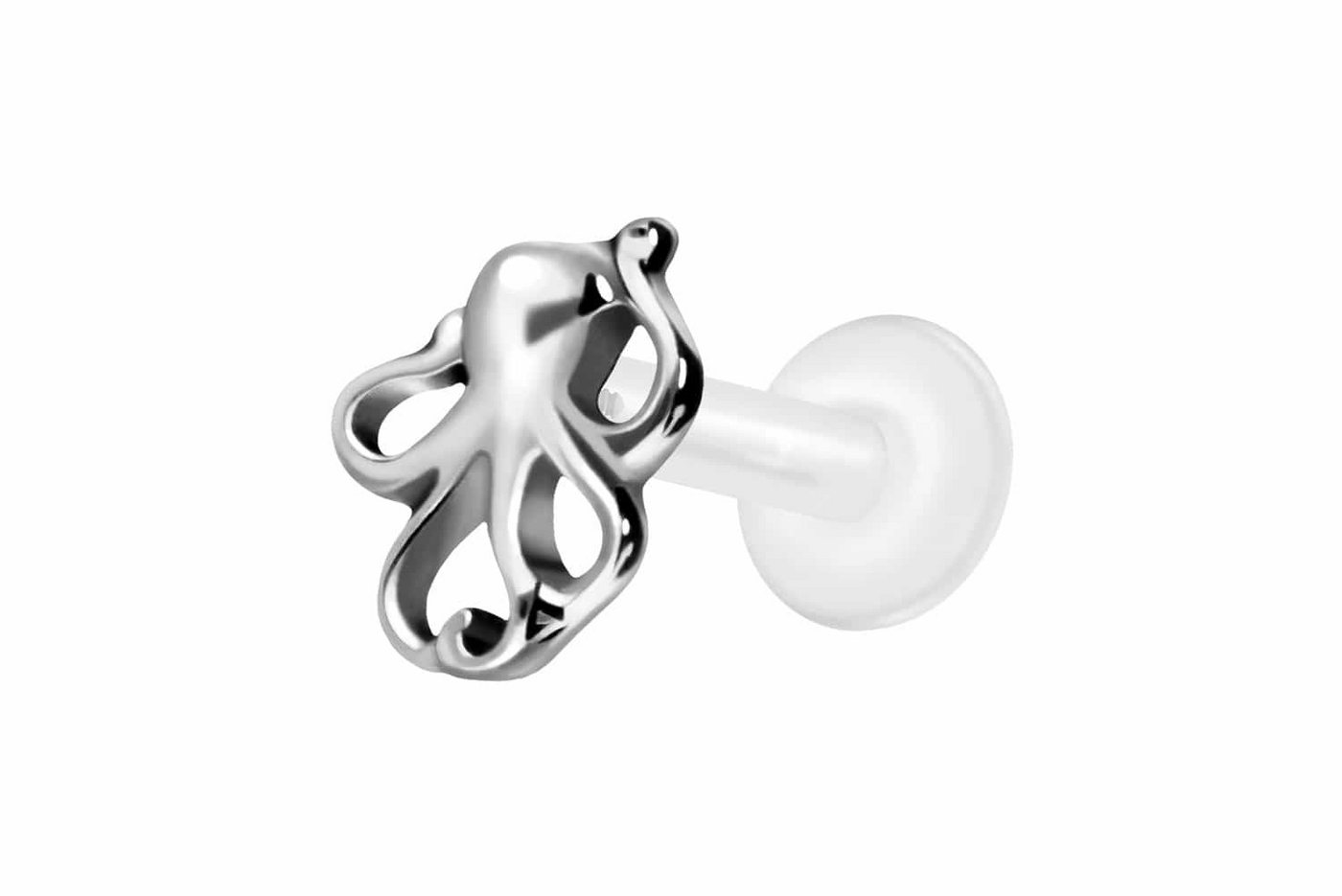 PIERCINGLINE Piercing-Set PTFE Labret mit Innengewinde + Titan-Aufsatz OKTOPUS (Labrets / 1 Stk) von PIERCINGLINE