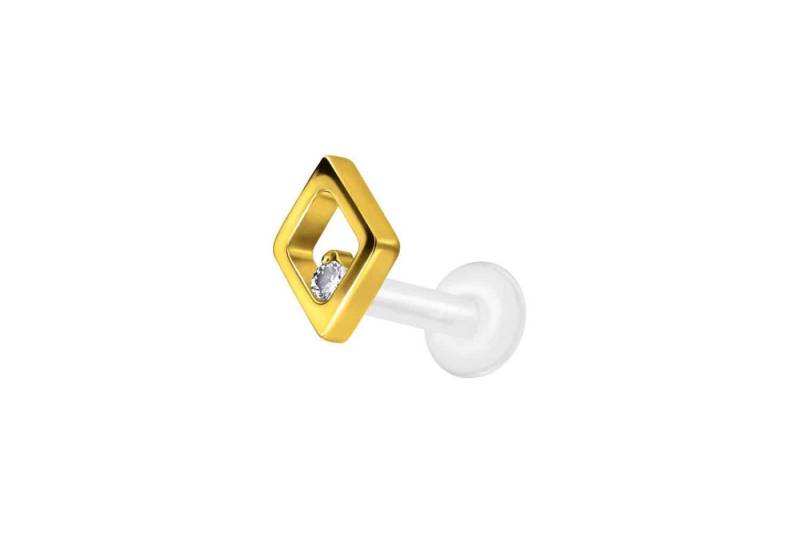 PIERCINGLINE Piercing-Set PTFE Labret mit Innengewinde + Titan-Aufsatz RAUTE + KRISTALL (Labrets / 1 Stk) von PIERCINGLINE