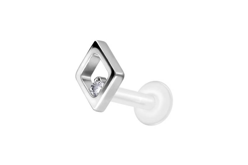 PIERCINGLINE Piercing-Set PTFE Labret mit Innengewinde + Titan-Aufsatz RAUTE + KRISTALL (Labrets / 1 Stk) von PIERCINGLINE