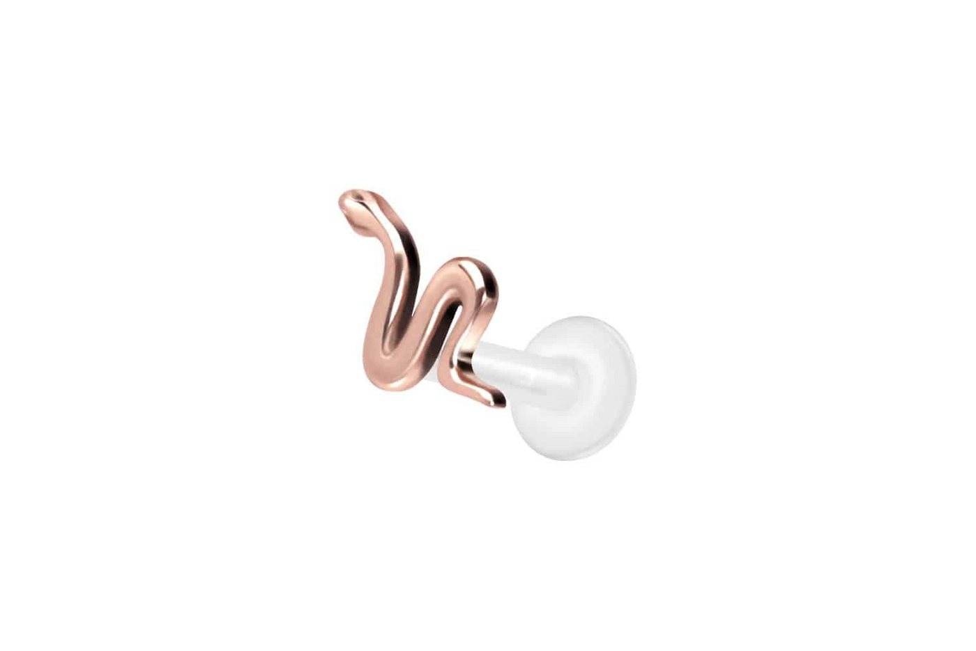 PIERCINGLINE Nasenpiercing PTFE Labret mit Innengewinde + Titan-Aufsatz SCHLANGE (Labrets, 1-tlg) von PIERCINGLINE