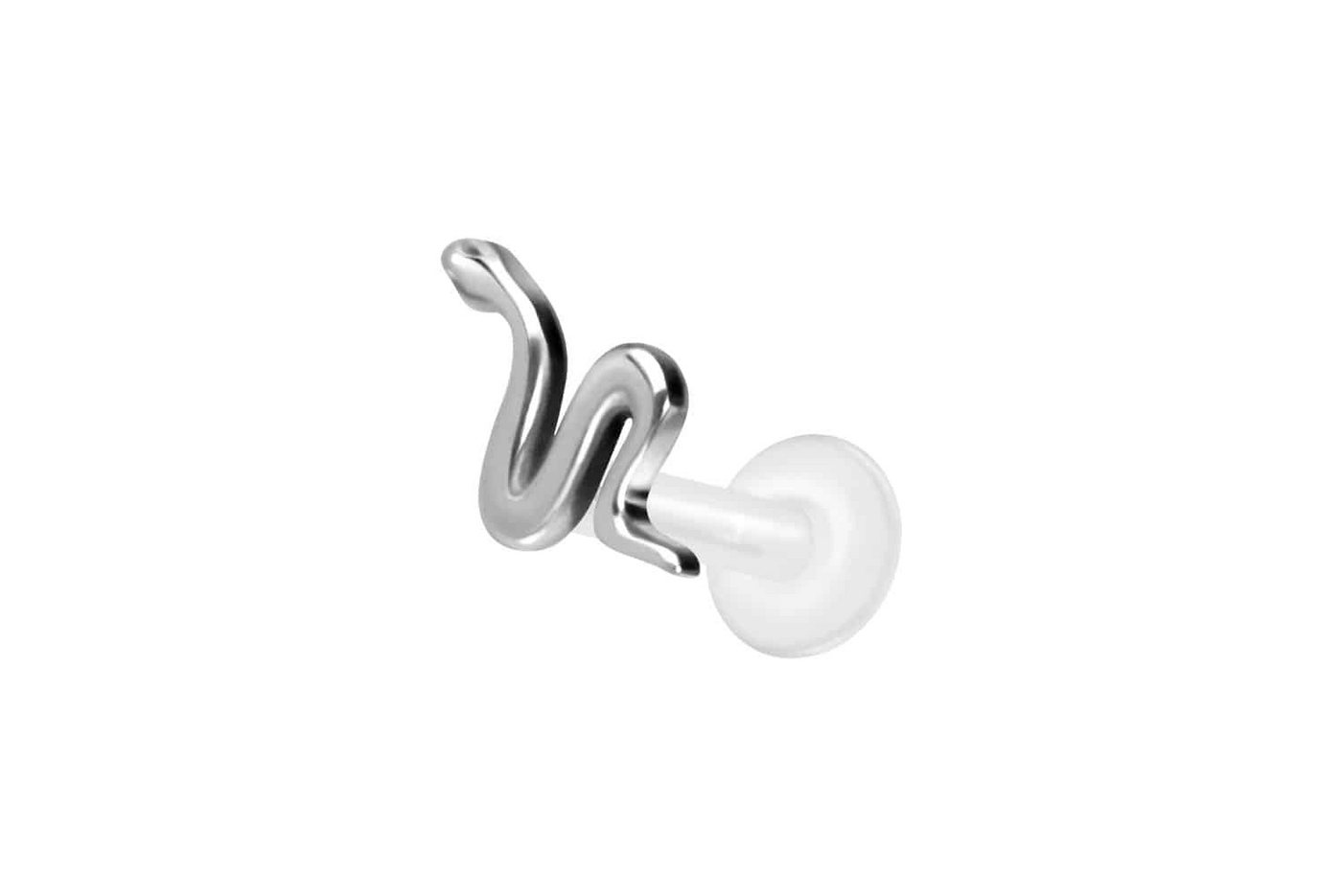 PIERCINGLINE Nasenpiercing PTFE Labret mit Innengewinde + Titan-Aufsatz SCHLANGE (Labrets, 1-tlg) von PIERCINGLINE