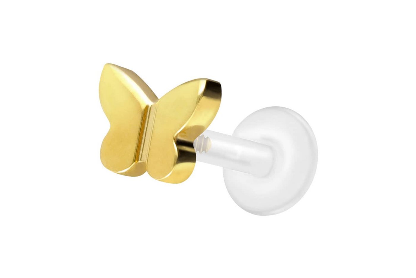 PIERCINGLINE Nasenpiercing PTFE Labret mit Innengewinde + Titan-Aufsatz SCHMETTERLING (Labrets, 1-tlg) von Piercingline