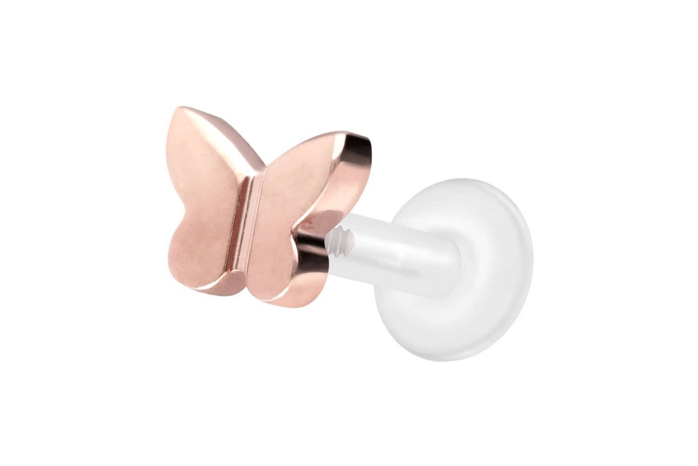 PIERCINGLINE Nasenpiercing PTFE Labret mit Innengewinde + Titan-Aufsatz SCHMETTERLING (Labrets, 1-tlg) von Piercingline
