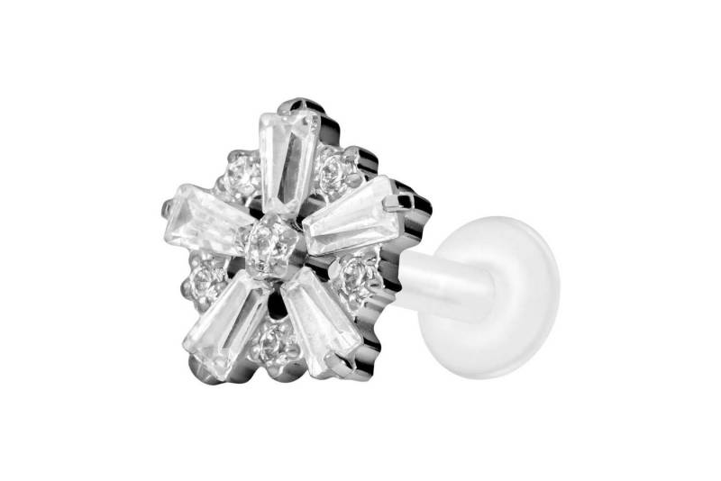 PIERCINGLINE Piercing-Set PTFE Labret mit Innengewinde + Titan-Aufsatz SCHNEEFLOCKE (Labrets / 1 Stk) von PIERCINGLINE
