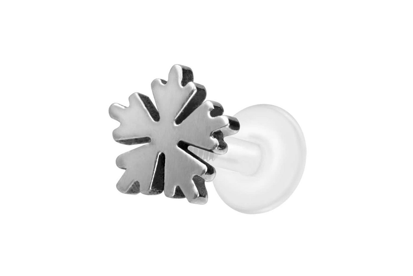 PIERCINGLINE Nasenpiercing PTFE Labret mit Innengewinde + Titan-Aufsatz SCHNEEFLOCKE (Labrets, 1-tlg) von PIERCINGLINE