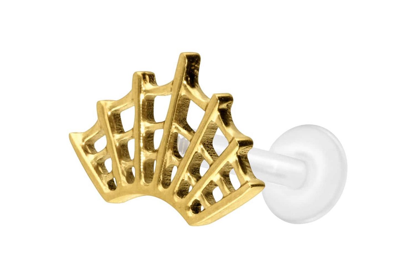 PIERCINGLINE Piercing-Set PTFE Labret mit Innengewinde + Titan-Aufsatz SPINNENNETZ (Labrets / 1 Stk) von PIERCINGLINE