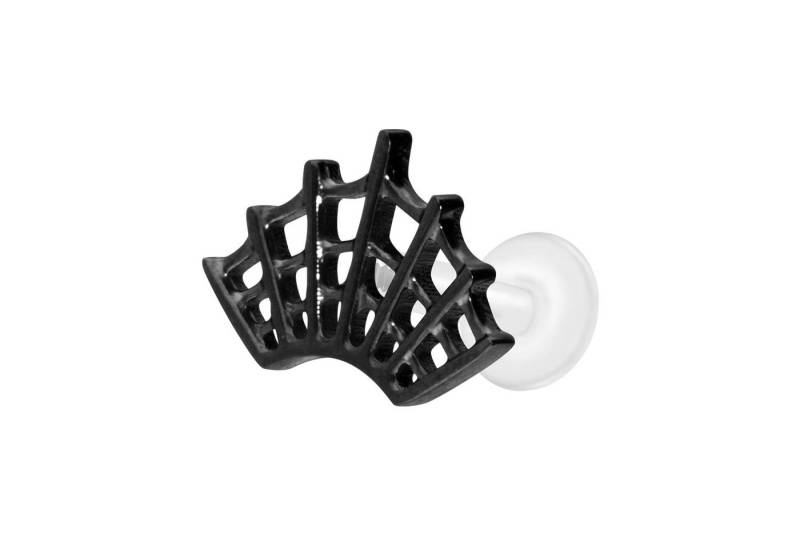 PIERCINGLINE Piercing-Set PTFE Labret mit Innengewinde + Titan-Aufsatz SPINNENNETZ (Labrets / 1 Stk) von PIERCINGLINE
