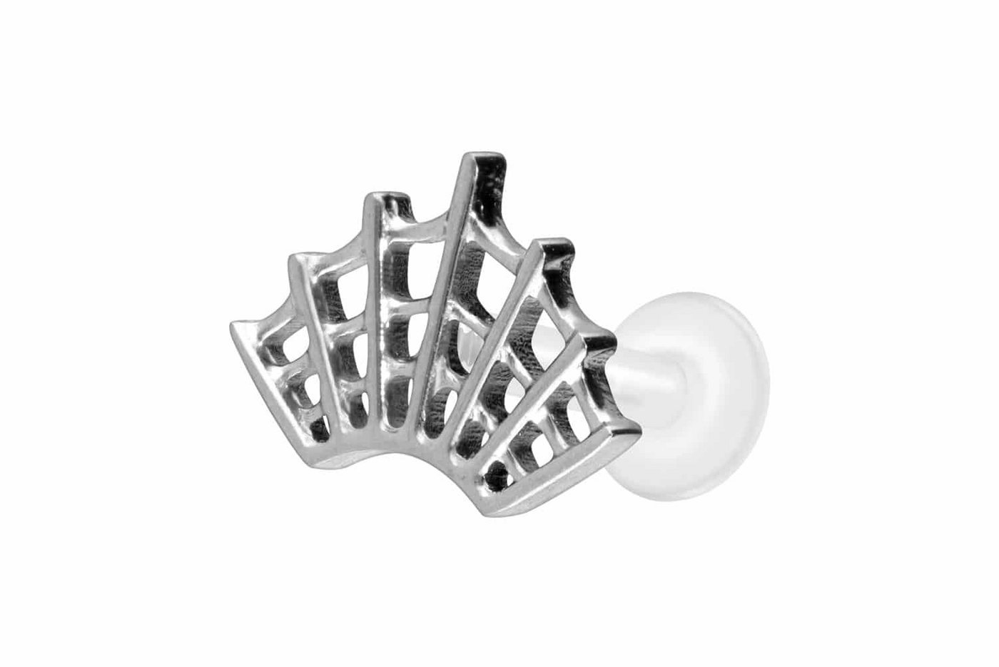 PIERCINGLINE Nasenpiercing PTFE Labret mit Innengewinde + Titan-Aufsatz SPINNENNETZ (Labrets, 1-tlg) von PIERCINGLINE