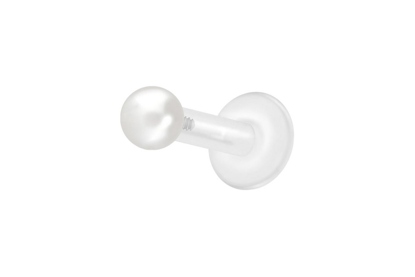 PIERCINGLINE Nasenpiercing PTFE Labret mit Innengewinde + Titan-Aufsatz SYNTHETISCHE PERLE (Labrets, 1-tlg) von PIERCINGLINE