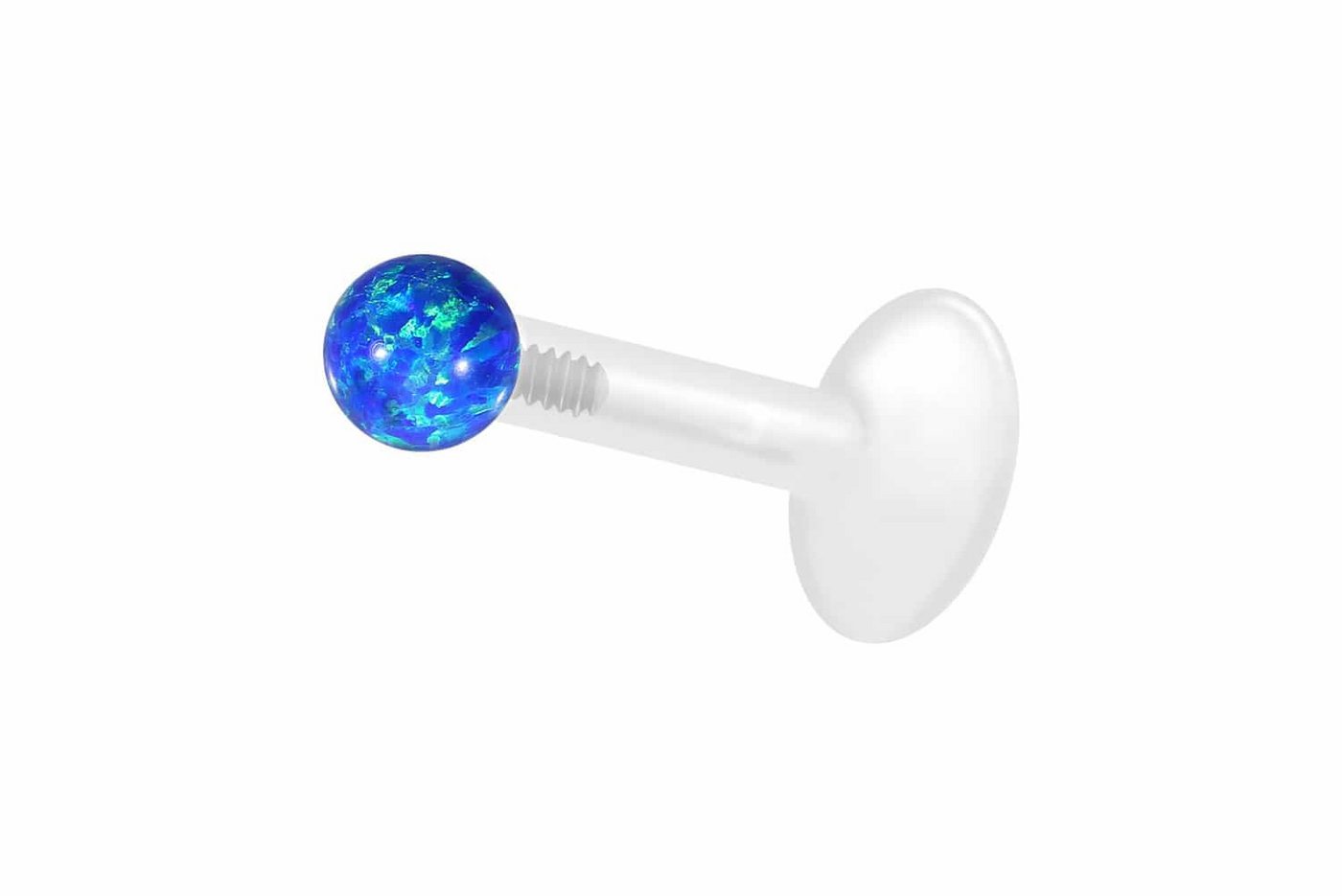 PIERCINGLINE Piercing-Set PTFE Labret mit Innengewinde + Titan-Aufsatz SYNTHETISCHER OPAL (Labrets / 1 Stk) von PIERCINGLINE