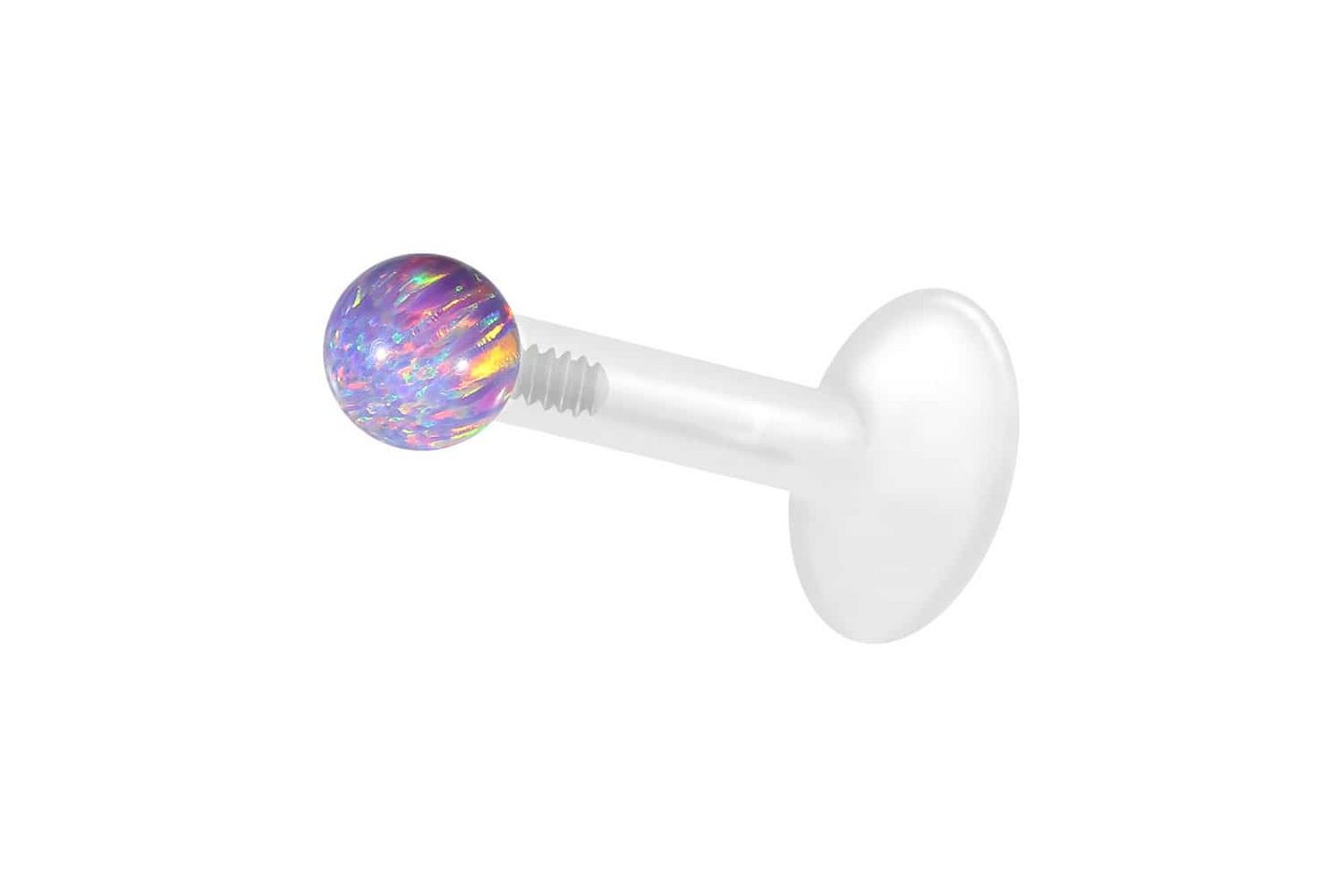 PIERCINGLINE Piercing-Set PTFE Labret mit Innengewinde + Titan-Aufsatz SYNTHETISCHER OPAL (Labrets / 1 Stk) von PIERCINGLINE