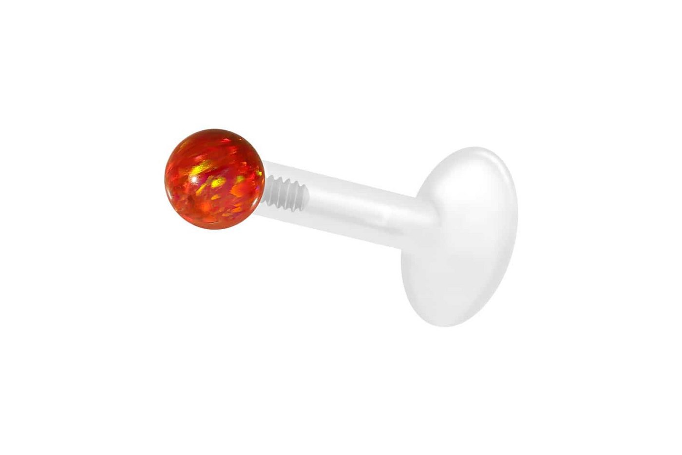 PIERCINGLINE Piercing-Set PTFE Labret mit Innengewinde + Titan-Aufsatz SYNTHETISCHER OPAL (Labrets / 1 Stk) von PIERCINGLINE