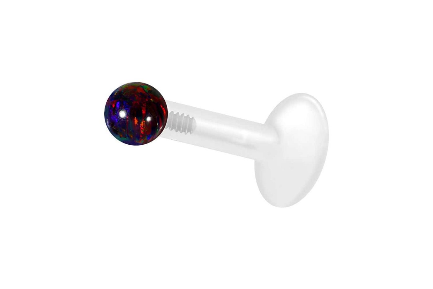 PIERCINGLINE Piercing-Set PTFE Labret mit Innengewinde + Titan-Aufsatz SYNTHETISCHER OPAL (Labrets / 1 Stk) von PIERCINGLINE