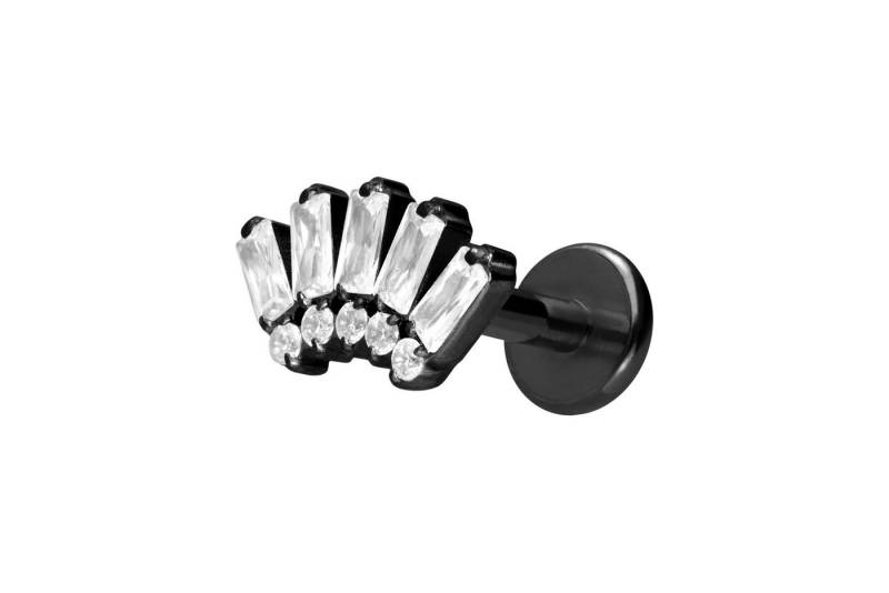 PIERCINGLINE Piercing-Set Titan Labret mit Innengewinde 10 EINGEFASSTE KRISTALLE (Labrets / 1 Stk) von PIERCINGLINE