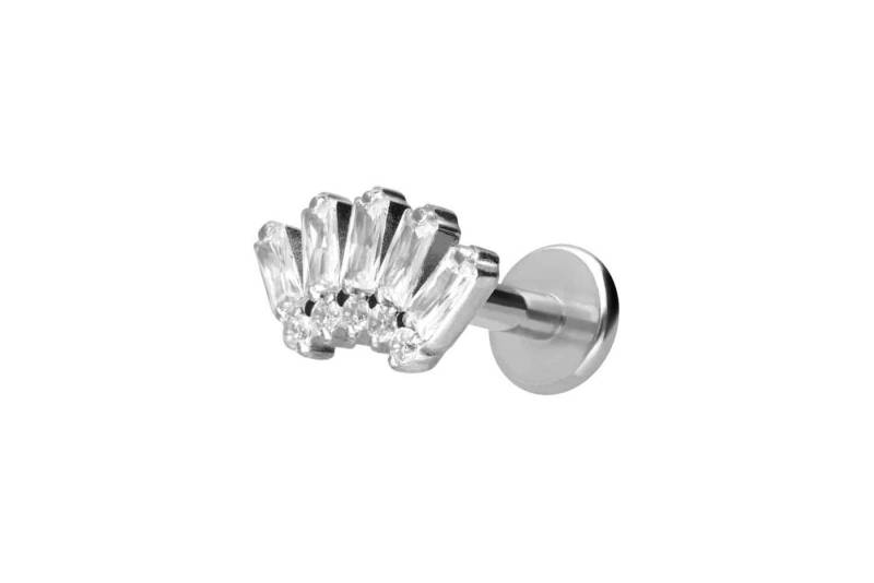 PIERCINGLINE Piercing-Set Titan Labret mit Innengewinde 10 EINGEFASSTE KRISTALLE (Labrets / 1 Stk) von PIERCINGLINE