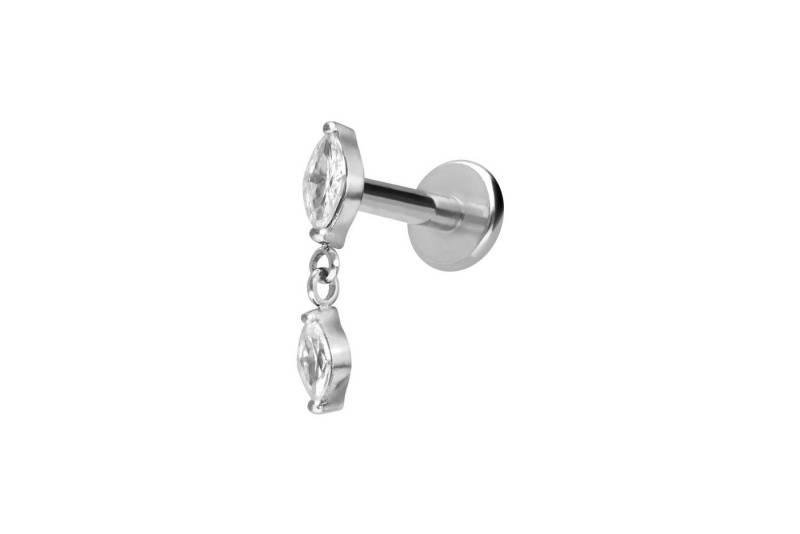 PIERCINGLINE Piercing-Set Titan Labret mit Innengewinde 2 KRISTALLTROPFEN (Labrets / 1 Stk) von PIERCINGLINE