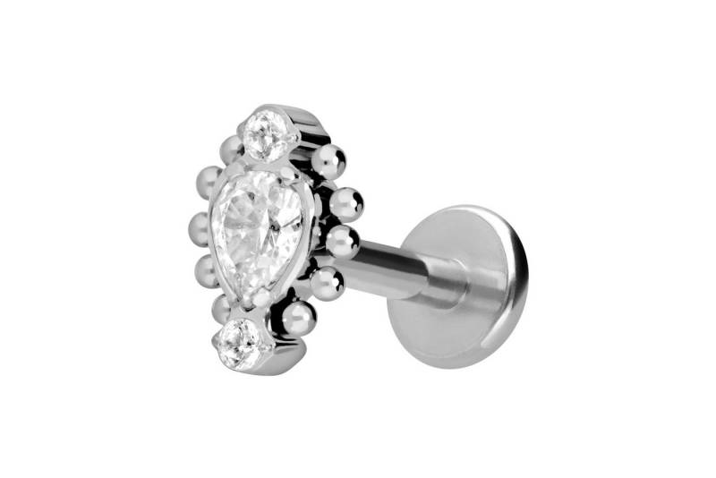 PIERCINGLINE Piercing-Set Titan Labret mit Innengewinde 3 EINGEFASSTE KRISTALLE + KUGELN (Labrets / 1 Stk) von PIERCINGLINE