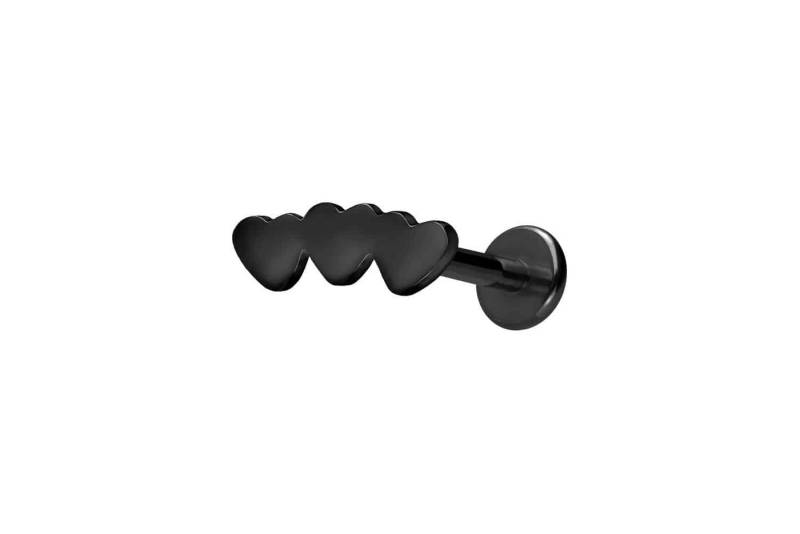 PIERCINGLINE Piercing-Set Titan Labret mit Innengewinde 3 HERZEN (Labrets / 1 Stk) von PIERCINGLINE