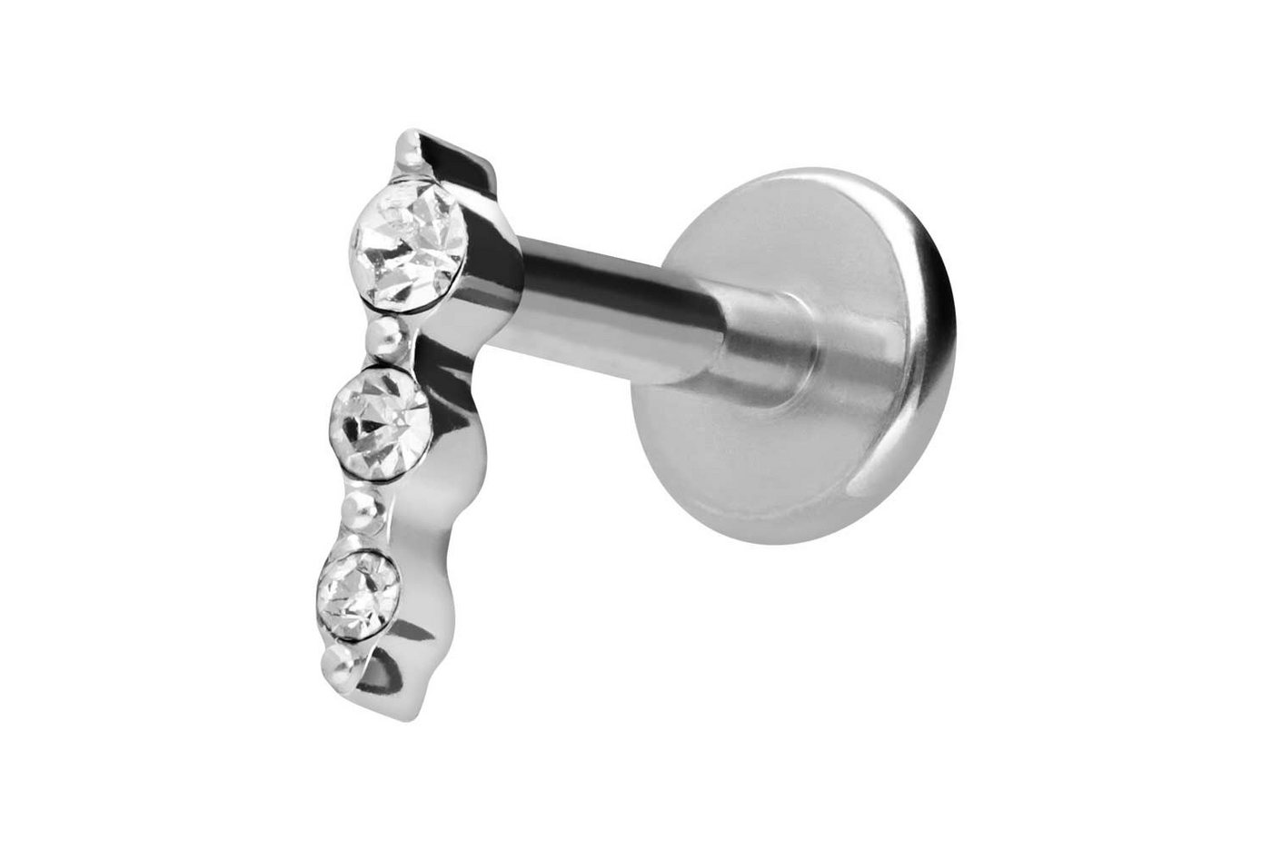 PIERCINGLINE Piercing-Set Titan Labret mit Innengewinde 3 KRISTALLE (Labrets / 1 Stk) von PIERCINGLINE