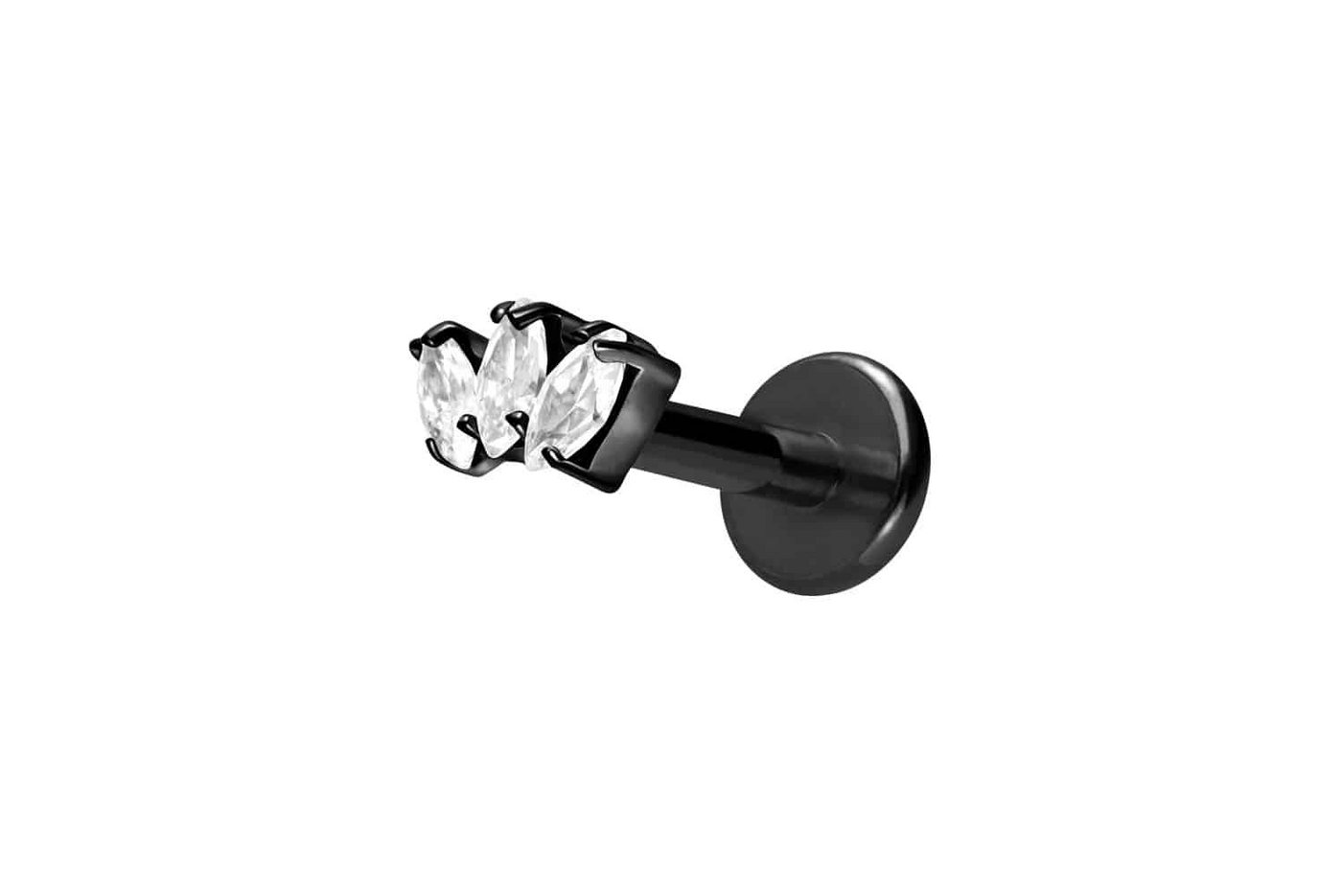 PIERCINGLINE Piercing-Set Titan Labret mit Innengewinde 3 KRISTALLTROPFEN (Labrets / 1 Stk) von PIERCINGLINE