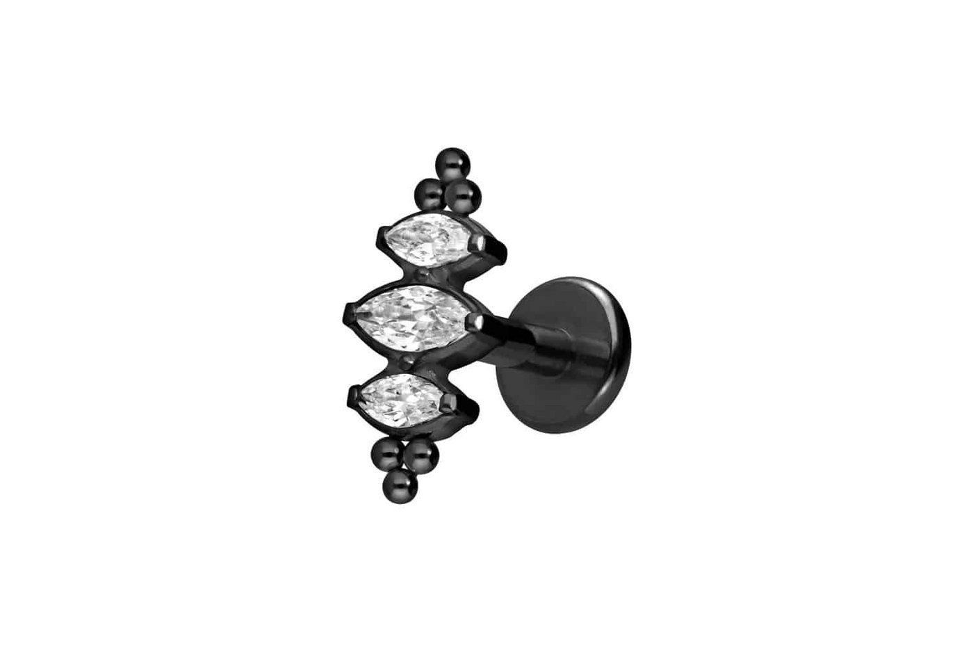 PIERCINGLINE Piercing-Set Titan Labret mit Innengewinde 3 KRISTALLTROPFEN + KUGELN (Labrets / 1 Stk) von PIERCINGLINE