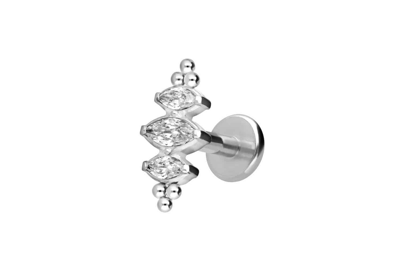 PIERCINGLINE Piercing-Set Titan Labret mit Innengewinde 3 KRISTALLTROPFEN + KUGELN (Labrets, 1-tlg) von PIERCINGLINE