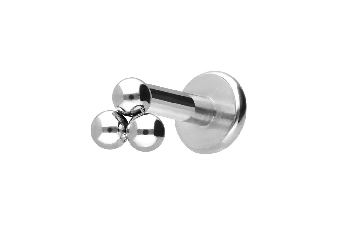 PIERCINGLINE Piercing-Set Titan Labret mit Innengewinde 3 KUGELN (Labrets / 1 Stk) von PIERCINGLINE