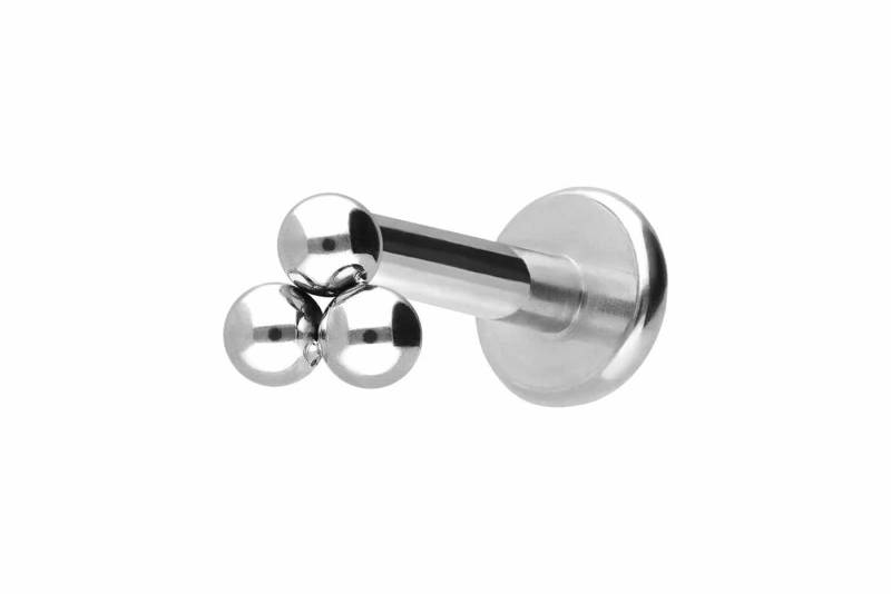 PIERCINGLINE Piercing-Set Titan Labret mit Innengewinde 3 KUGELN (Labrets / 1 Stk) von PIERCINGLINE