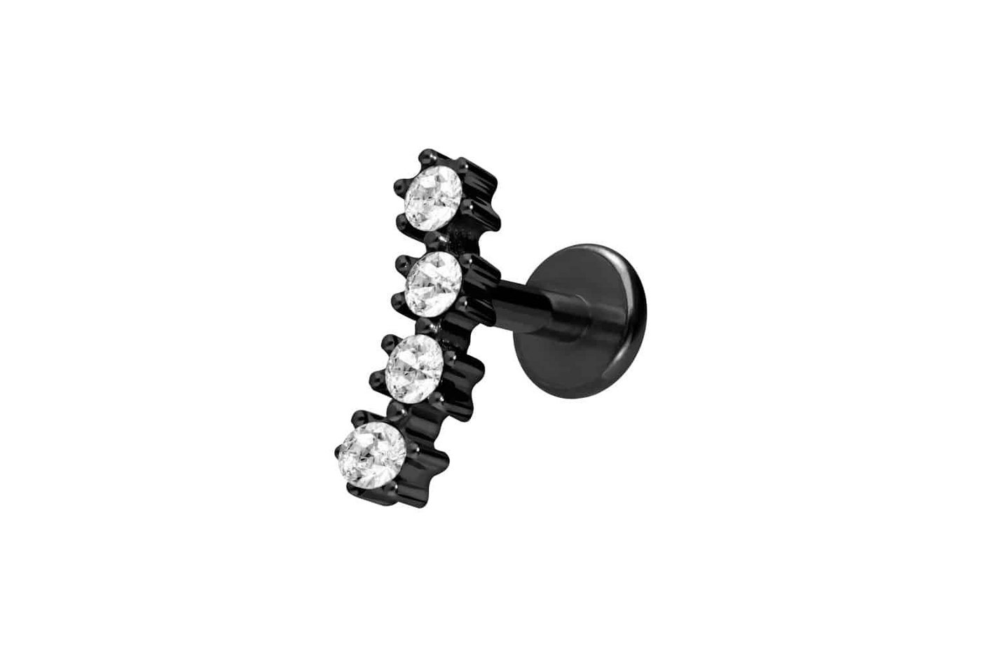 PIERCINGLINE Piercing-Set Titan Labret mit Innengewinde 4 EINGEFASSTE KRISTALLE (Labrets / 1 Stk) von PIERCINGLINE