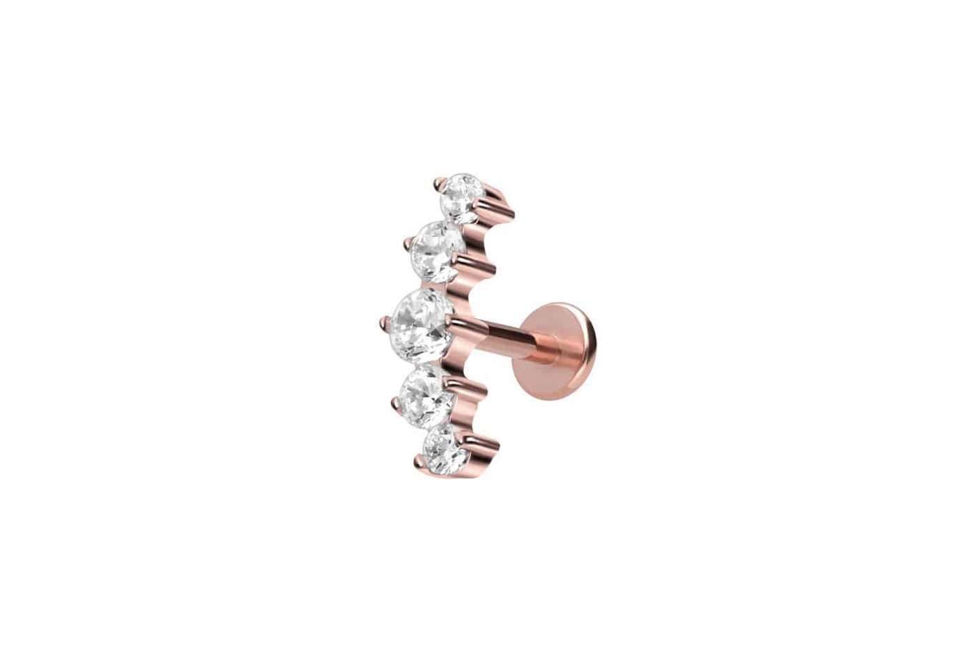 PIERCINGLINE Piercing-Set Titan Labret mit Innengewinde 5 EINGEFASSTE KRISTALLE (Labrets / 1 Stk) von PIERCINGLINE