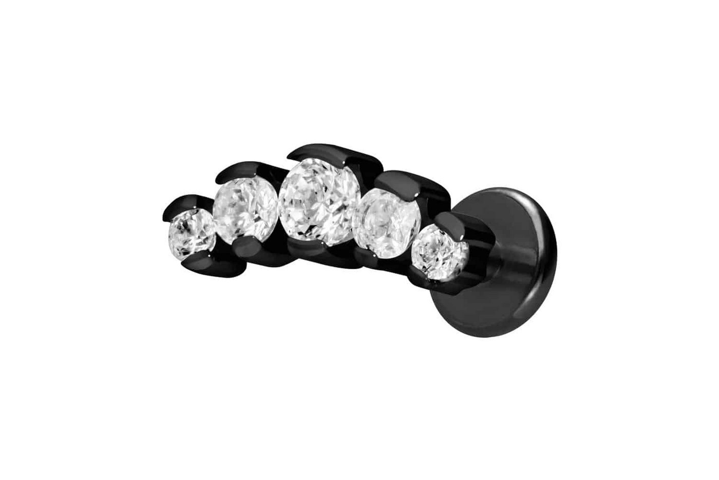 PIERCINGLINE Piercing-Set Titan Labret mit Innengewinde 5 EINGEFASSTE KRISTALLE (Labrets / 1 Stk) von PIERCINGLINE
