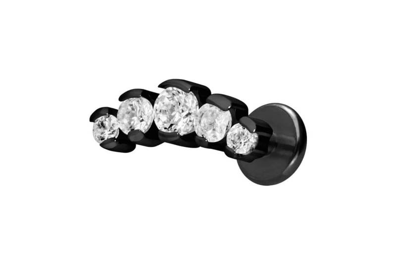 PIERCINGLINE Piercing-Set Titan Labret mit Innengewinde 5 EINGEFASSTE KRISTALLE (Labrets / 1 Stk) von PIERCINGLINE