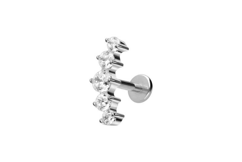 PIERCINGLINE Piercing-Set Titan Labret mit Innengewinde 5 EINGEFASSTE KRISTALLE (Labrets / 1 Stk) von PIERCINGLINE