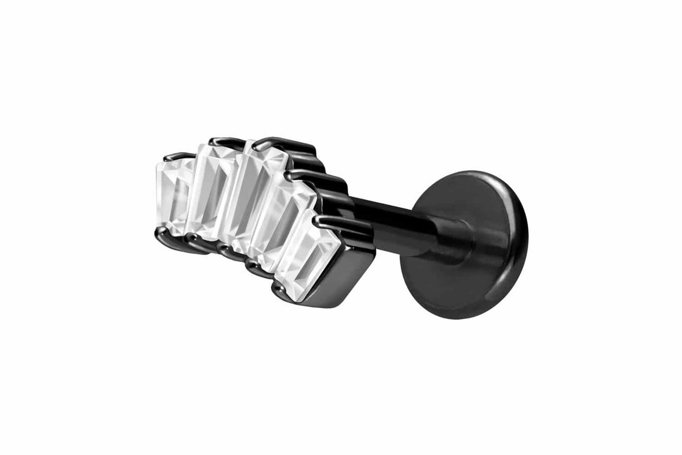 PIERCINGLINE Piercing-Set Titan Labret mit Innengewinde 5 EINGEFASSTE KRISTALLRECHTECKE (Labrets / 1 Stk) von PIERCINGLINE