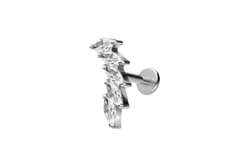 PIERCINGLINE Piercing-Set Titan Labret mit Innengewinde 5 EINGEFASSTE KRISTALLTROPFEN (Labrets / 1 Stk) von PIERCINGLINE