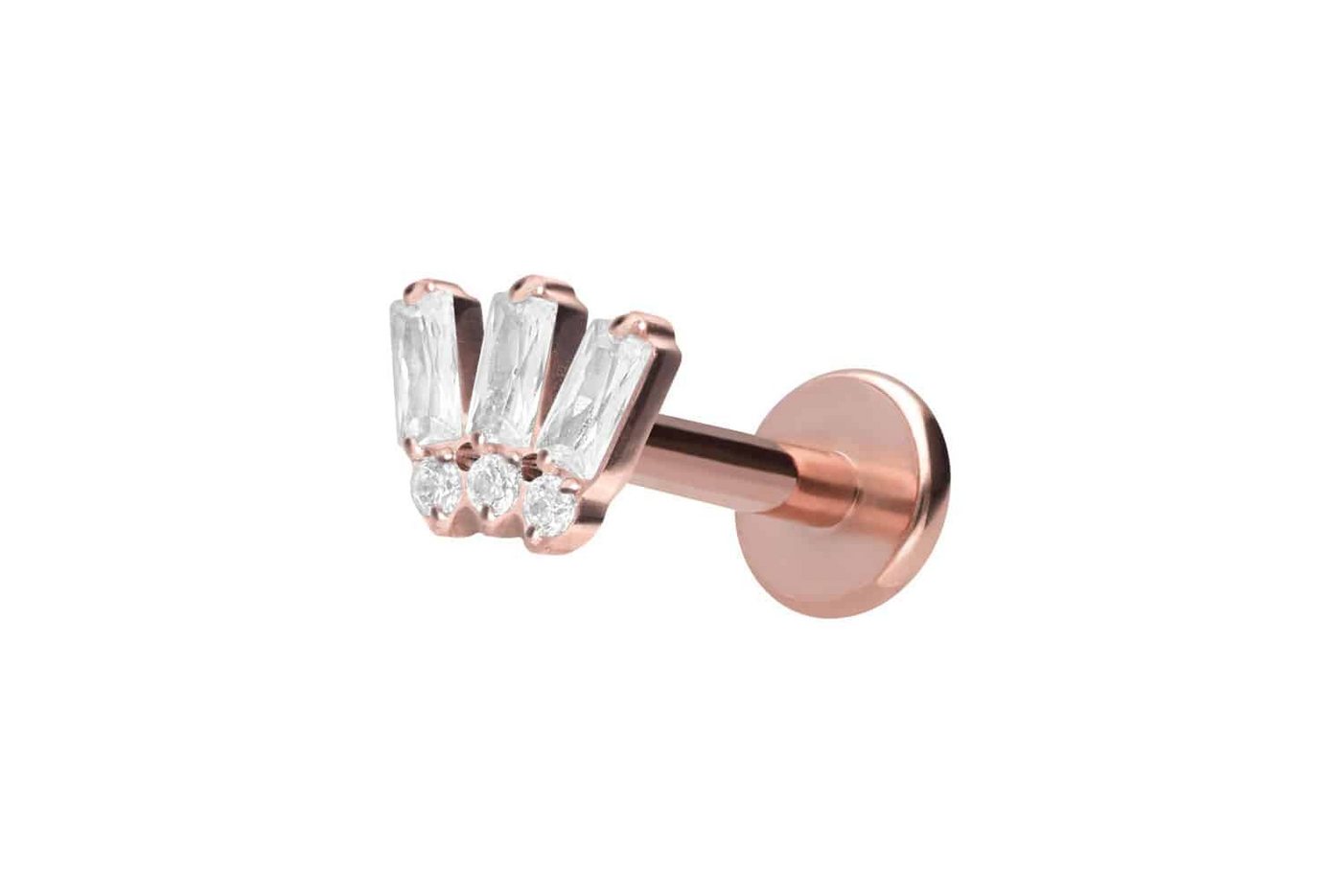 PIERCINGLINE Piercing-Set Titan Labret mit Innengewinde 6 EINGEFASSTE KRISTALLE (Labrets / 1 Stk) von PIERCINGLINE