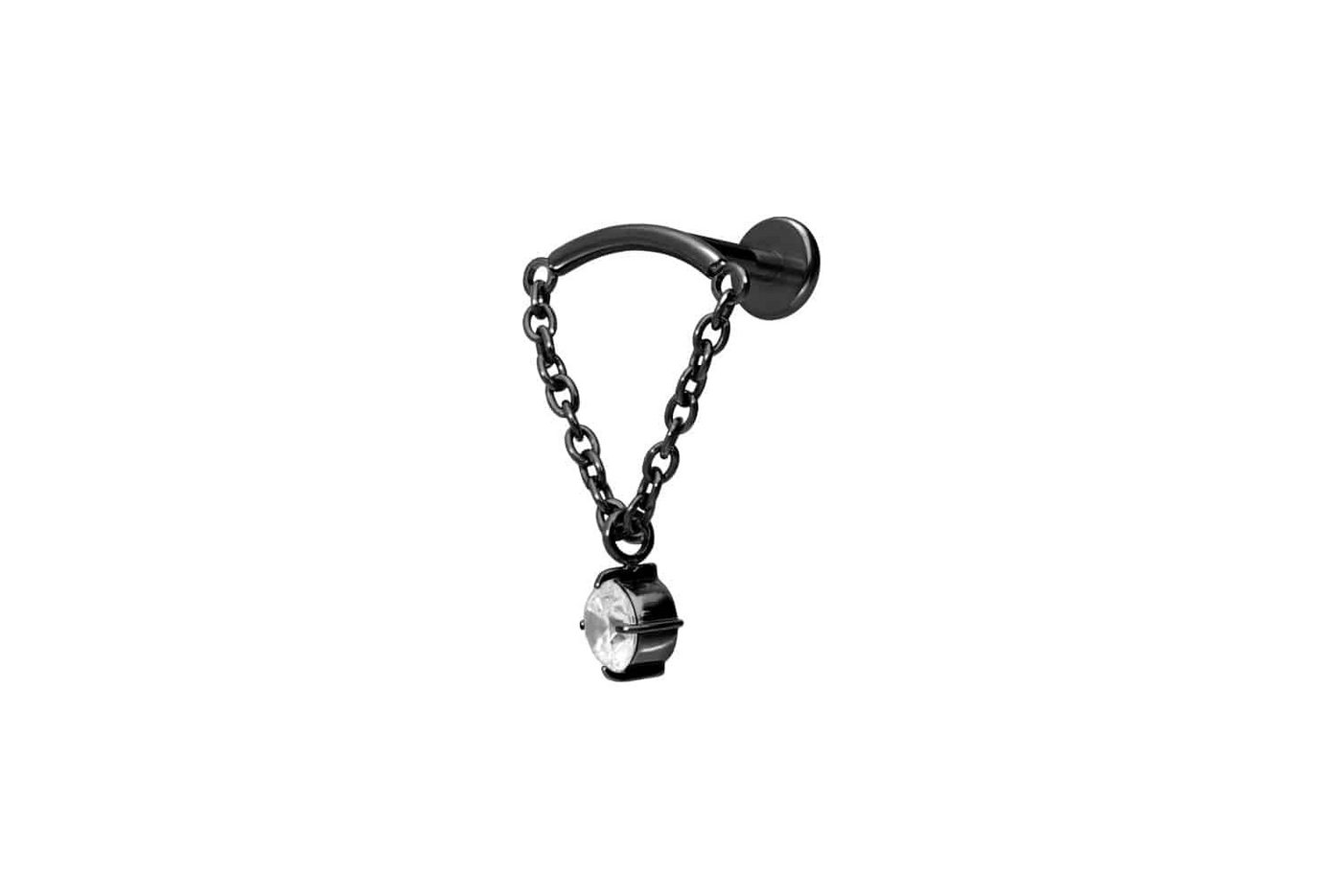PIERCINGLINE Piercing-Set Titan Labret mit Innengewinde BOGEN+ KETTE + KRISTALL (Labrets / 1 Stk) von PIERCINGLINE
